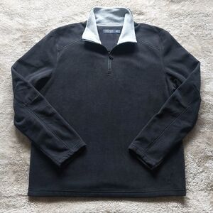 Nautica Men's Black Minimal 1/4 Zip Fleece Sweater | L
